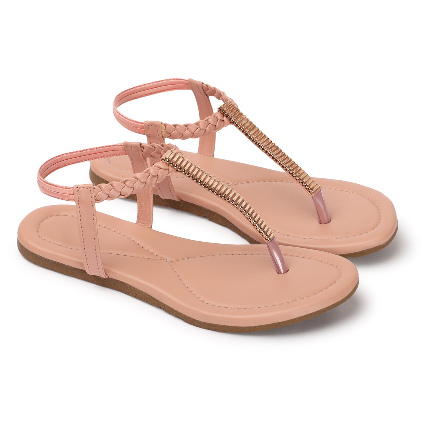 Naitik Womens Synthetic Kolhapuri Stylish Casual Flat Sandals, Chappals for Party & Occasions Peach 3-8 Sizes (B0CKXKVKRH) Amazon Price History, Amazon Price Tracker