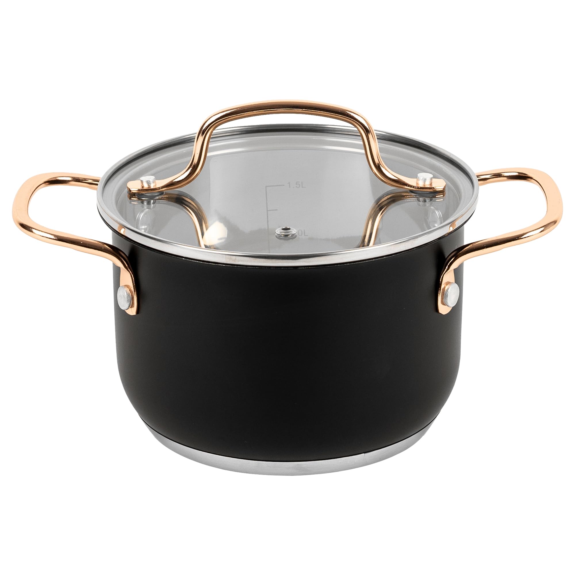 KARL HAUSMANN Juego de Ollas Acero Inoxidable - 3 Piezas - Bateria de Cocina de Acero Inoxidable con Tapas de Vidrio - Apta para induccion, Gas y Vitrocerámica - Set Ollasa