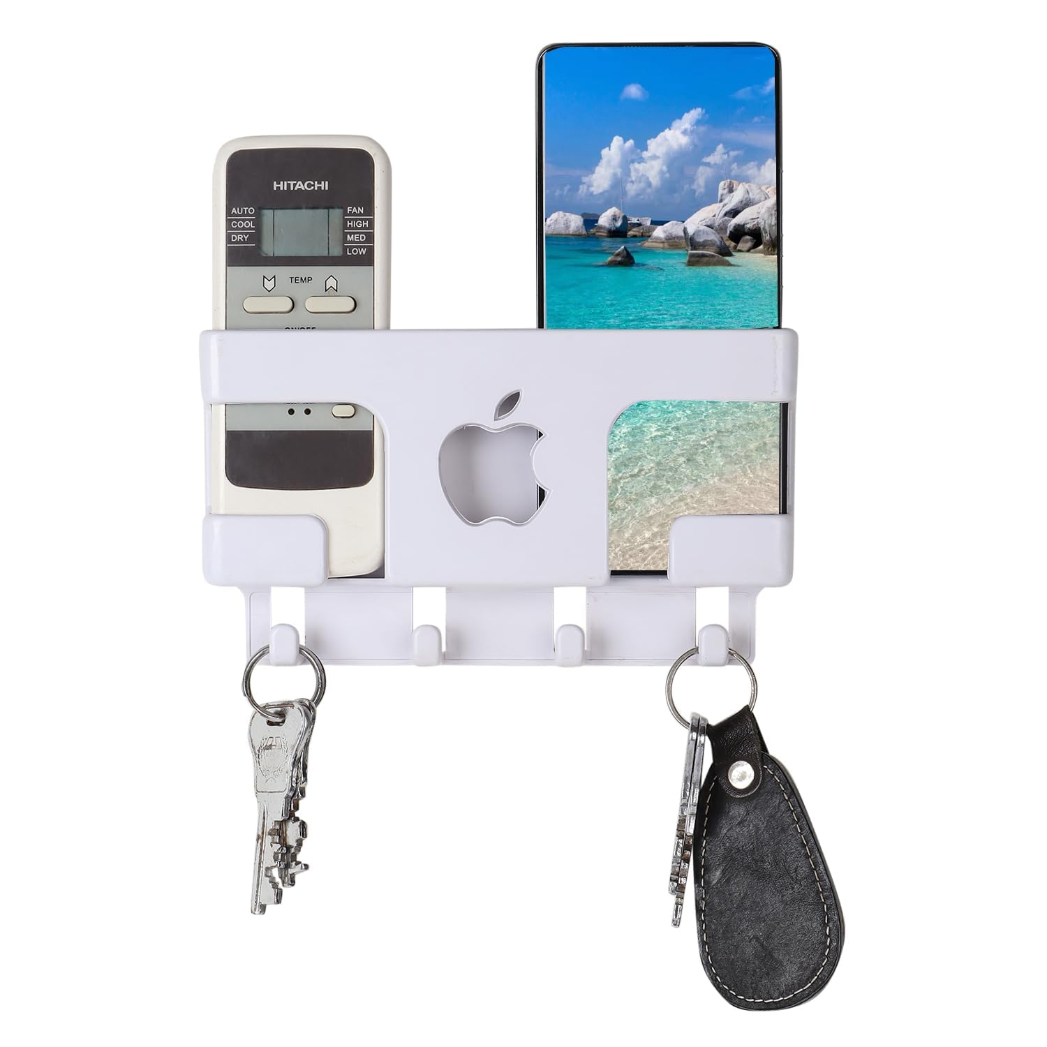 DSNS Mobile Wall Stand for Charging | Multipurpose Wall Stand with Key Chain & Remote Holder | Pack of 1 Plastic Key Holder (White) (B0CYQFG6MK) Amazon Price History, Amazon Price Tracker