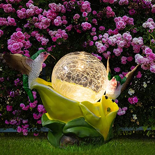 Vzvxcc WT45111504 Solar Garden Statue Hummingbird Figurine - Hummingbird Flower Carry Magic Orb Solar Led Lights For Outdoor Statue Decoration thumb #5