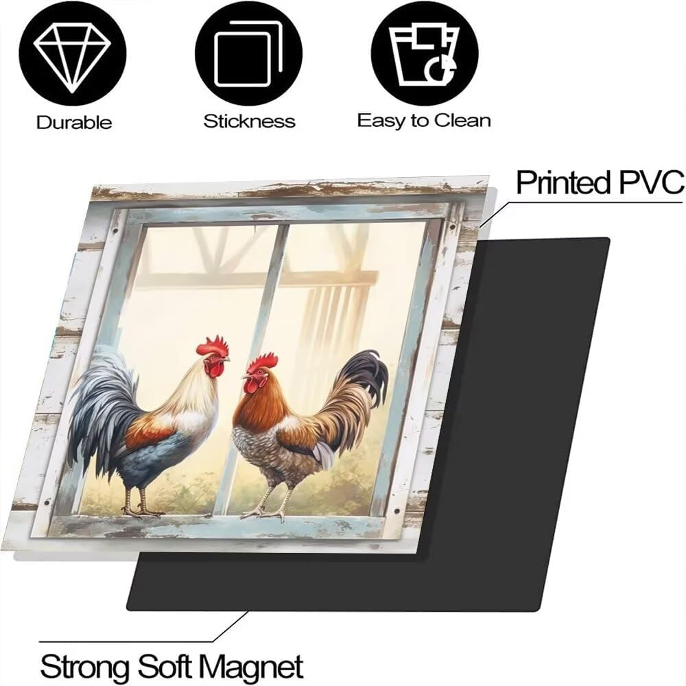 Generic Farm Rooster Dishwasher Magnet Cover, Retro Window Kitchen Decorative Magnetic Refrigerator Sticker, Pastoral Style Magnets Dish Washer Decal 23"" x 26"", Rimyy61-1