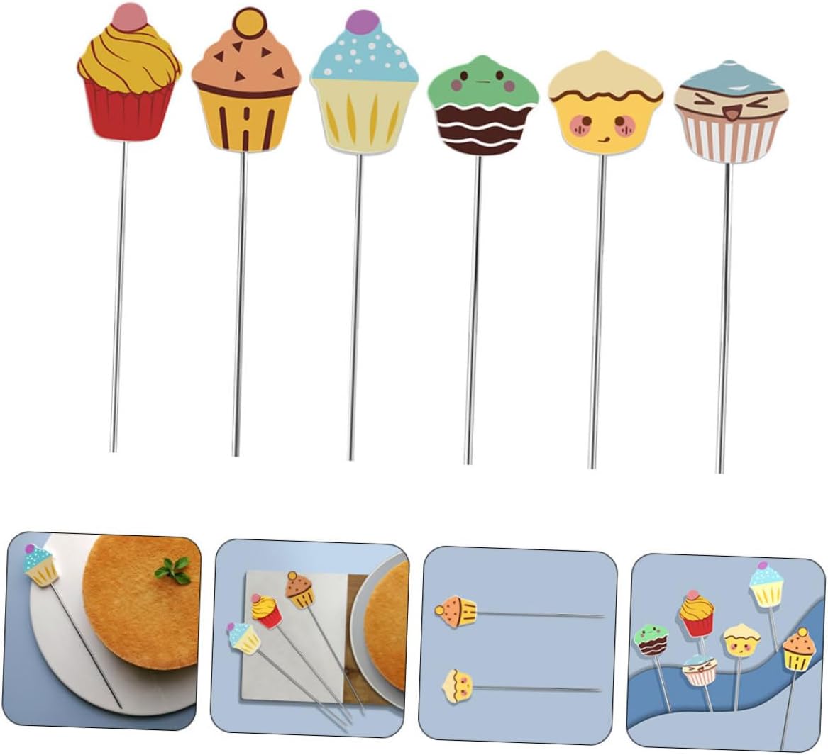 6pcs Stainless Steel Cake Testers Baking Doneness Probes for Pastries and Bread Metal Cake Test Tools Comfortable to Hold Handles for Home Bakers