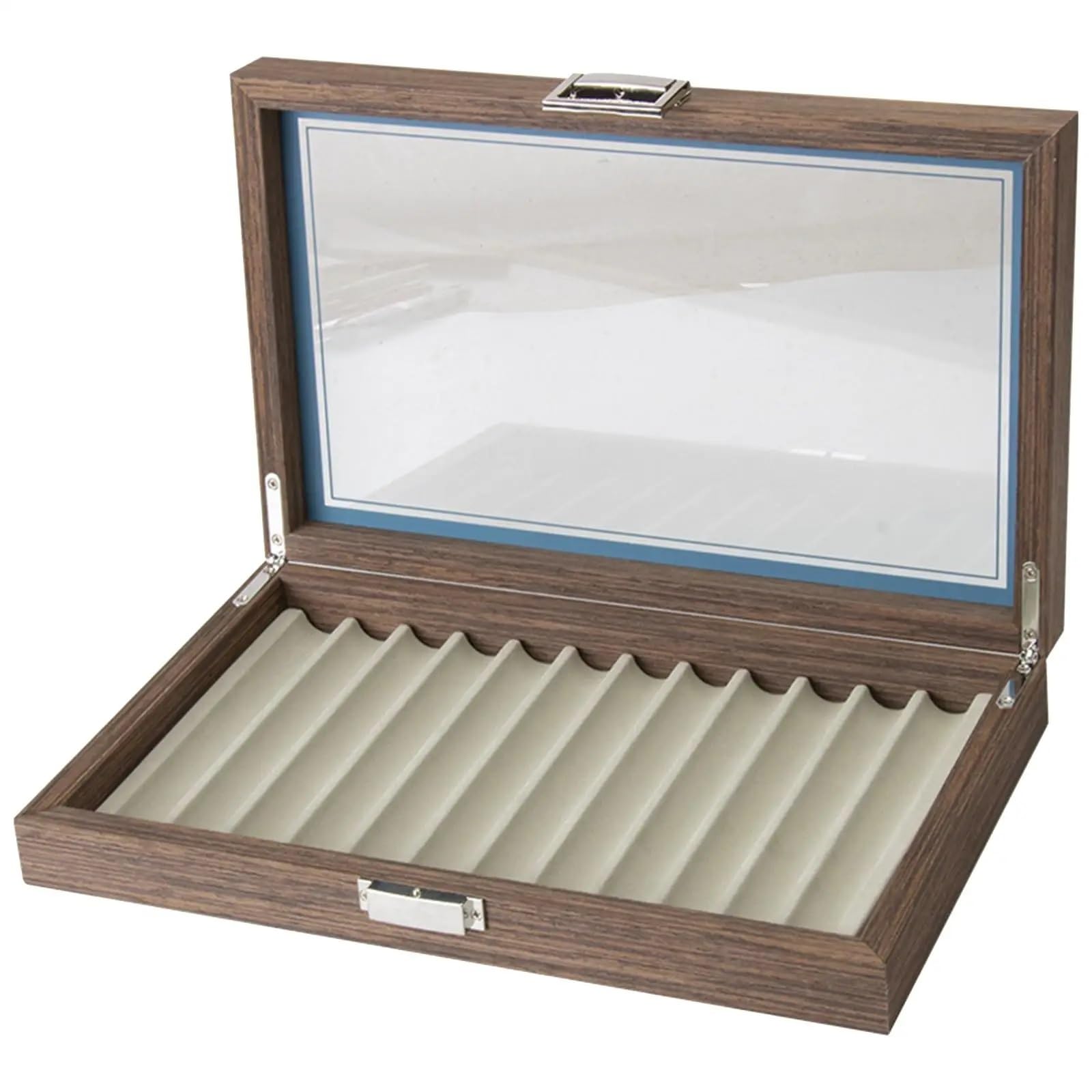 Holz-Füllfederhalter-Vitrine Stifteetui aus Holz, Platz for 12 Stifte, praktischer Organizer mit Fächern und Sichtfenster