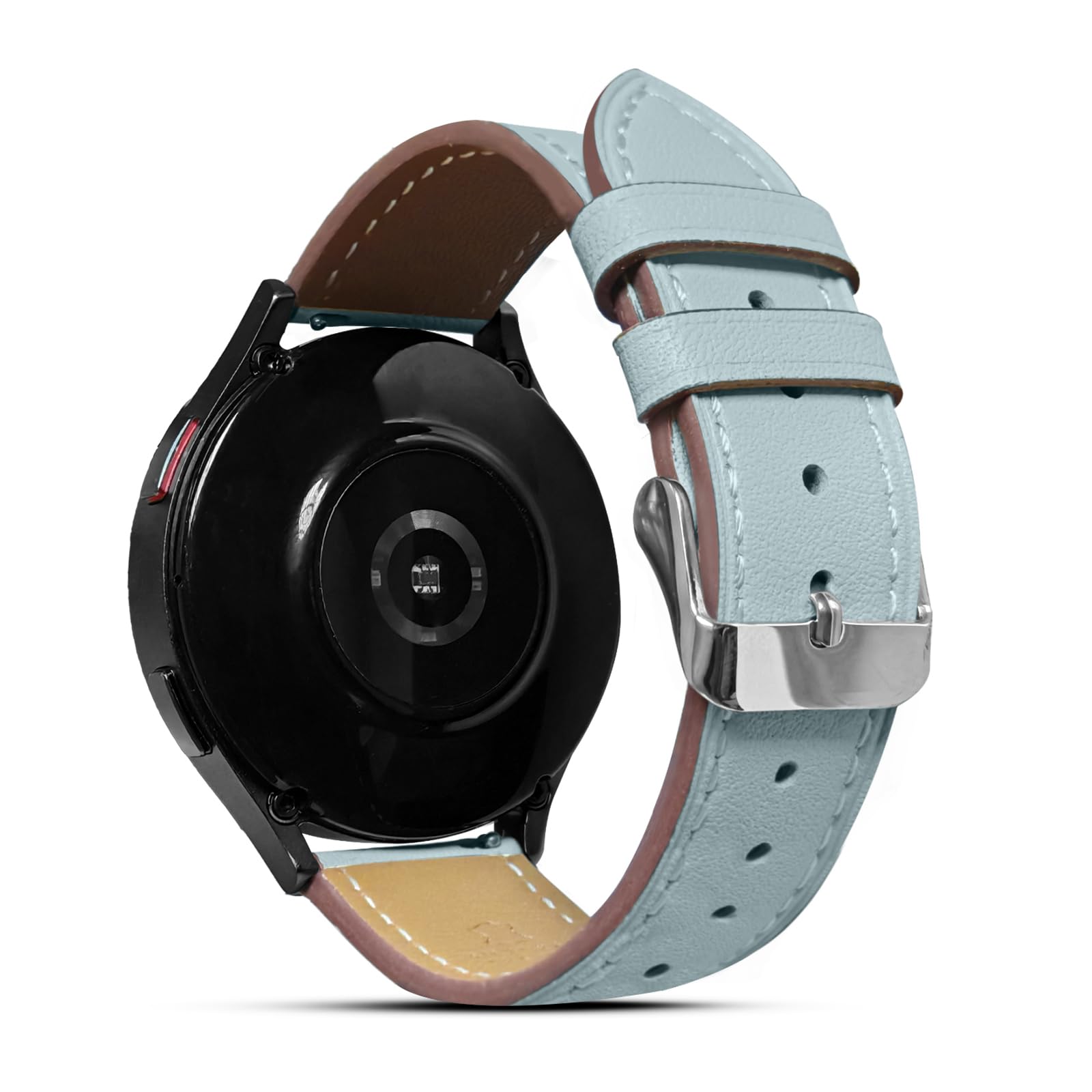 Biggyboom Genuine Leather Band Compatible with Samsung Galaxy Watch 46mm,Watch 3 45mm,Gear S3 Frontier Classic,Top Grain Genuine Leather 22mm Watch Band for Women Men (Light blue)
