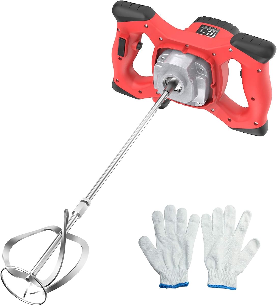 Mezclador de cemento IMAYCC, mezclador de concreto eléctrico de 2100 W con 6 velocidades, mezclador de lodo portátil de 110 V para motar, pintura, lechada, yeso, mortero, herramienta para agitar forraje