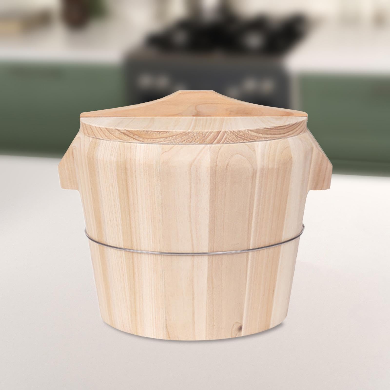 Reis-Eimer aus Holz – 27 cm großes Servierfass mit Deckel für gedämpften Reis, Tofu, Pudding und Sushi – unverzichtbares Küchenwerkzeug für perfektes Kochen