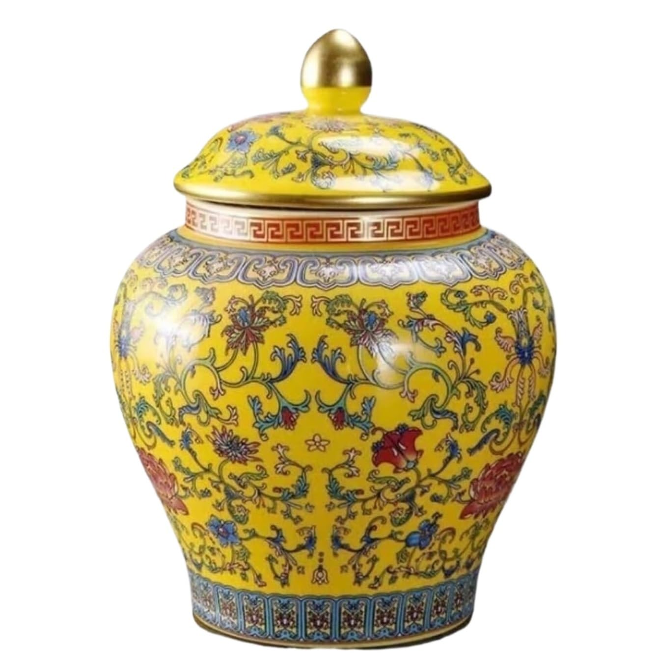 GFJHdfhE Chinese Style Decorative Jar Ceramic Ginger Jar With Lid Porcelain Decorative Flower Vases Vase Flower Display