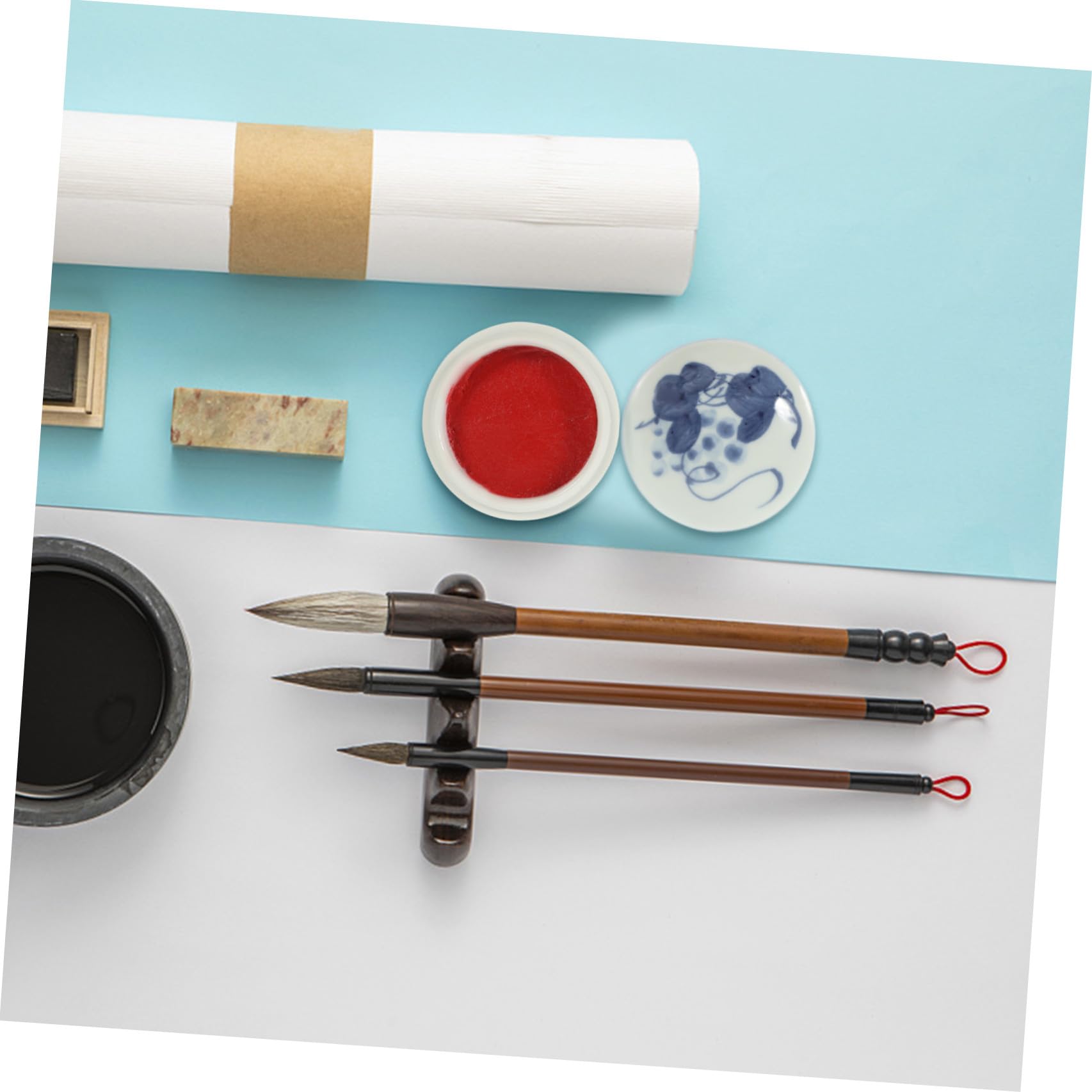 Operitacx 3pezzi Tamponi per Calligrafia Rosso con Scatola Ceramica Inchiostro per Timbri Multiuso per Pittura e
