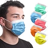 Ceybo ASTM Level 3 Disposable 4-Ply Face Mask - Made in USA Filtration Efficiency ≥ 98% with Ear Savers (50 Pack, Rainbow Pack)