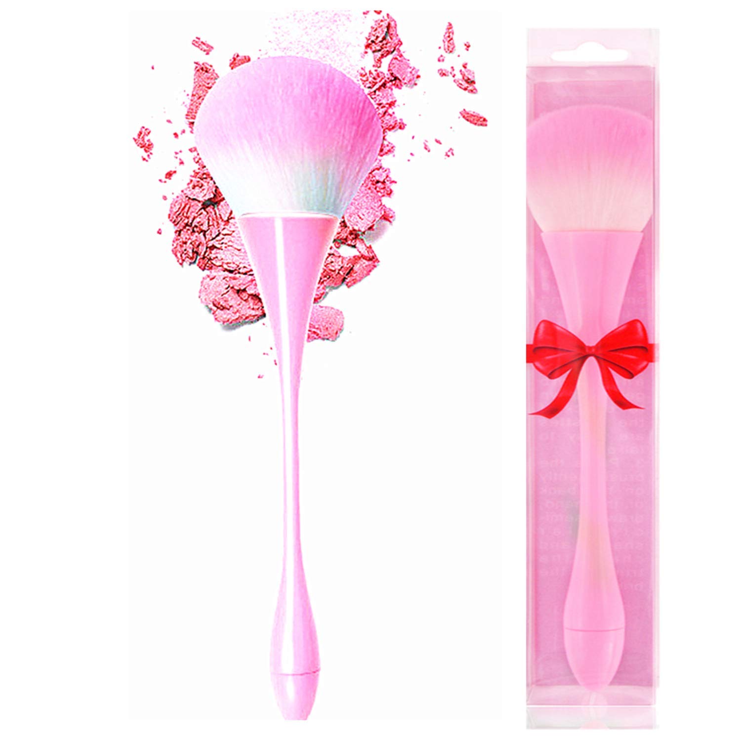 Nail Brush for Cleaning, Pink Foundation Fan Bronzer Contour Cute Dip Powder Blush Acrylic Nail Makeup Brush for Teens Women Girls Kids Travel : Beauty & Personal Care