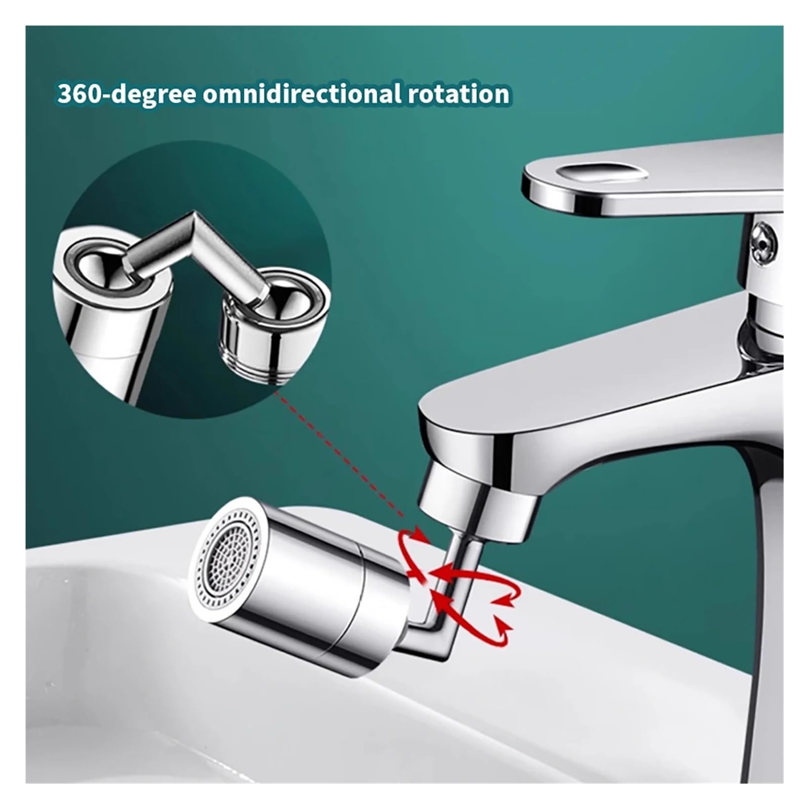 Aireador de grifo giratorio universal plástico ABS | Plata for grifos de baño: aireador protector contra salpicaduras for grifo con cabezal rociador giratorio universal 360