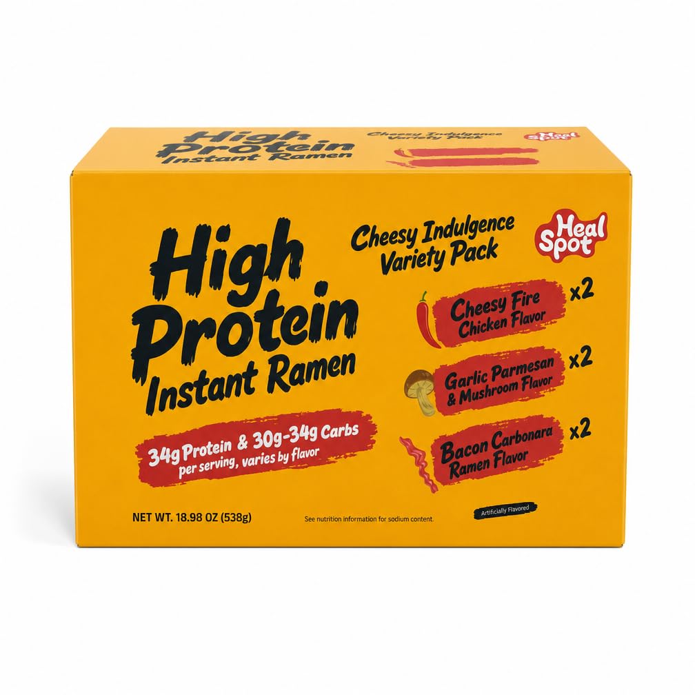 Healspot Creamy High Protein Ramen 3 Flavors, Low Fat|Plant-Based Noodles