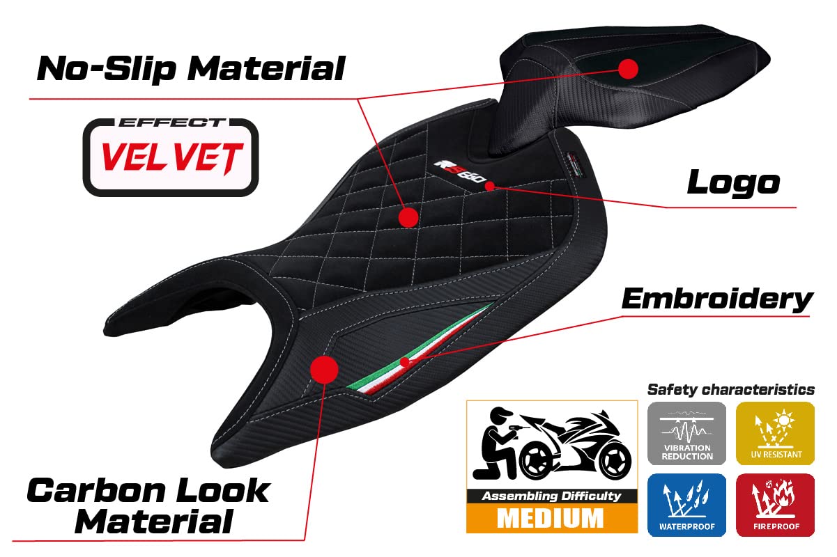 Pokrowiec na siodełko, kompatybilny z Aprilia RS 660 (21-22) model Mamba Velvet (Tricolor)