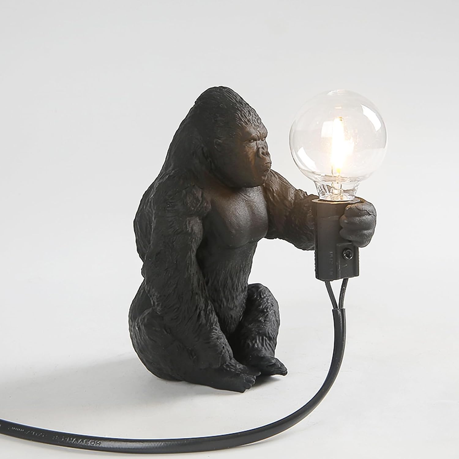 Gorilla Lamp Resin Night Light Gorilla Shape Bedside Lamp Creative LED Desk Light USB Plug Bedroom Home Corridor Decor Holiday Gifts (Black(C))