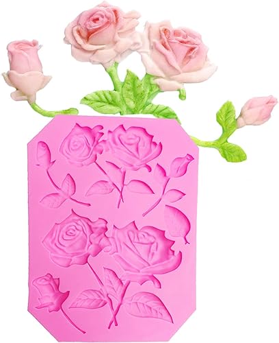 Vista 13 de Molde de jabón de silicona con forma de flor de rosa 3D en 3D, molde de pastel de chocolate, hecho a mano, decoración de fondant, herramientas