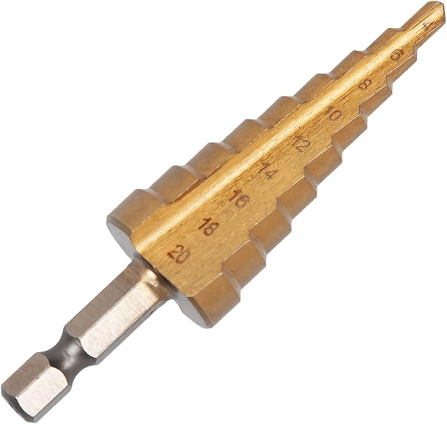 UK Drills HSS Step Drill Bit Titanium Coated 4-20mm 9 Steps Drill Bit Set for Drilling on Hard Metal, Stainless Steel, Cast Iron