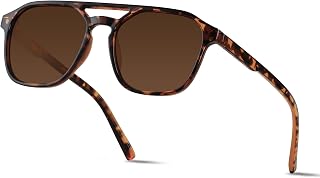 ANDWOOD Square Aviator Polarized Sunglasses Mens Womens Double Bridge Pilot