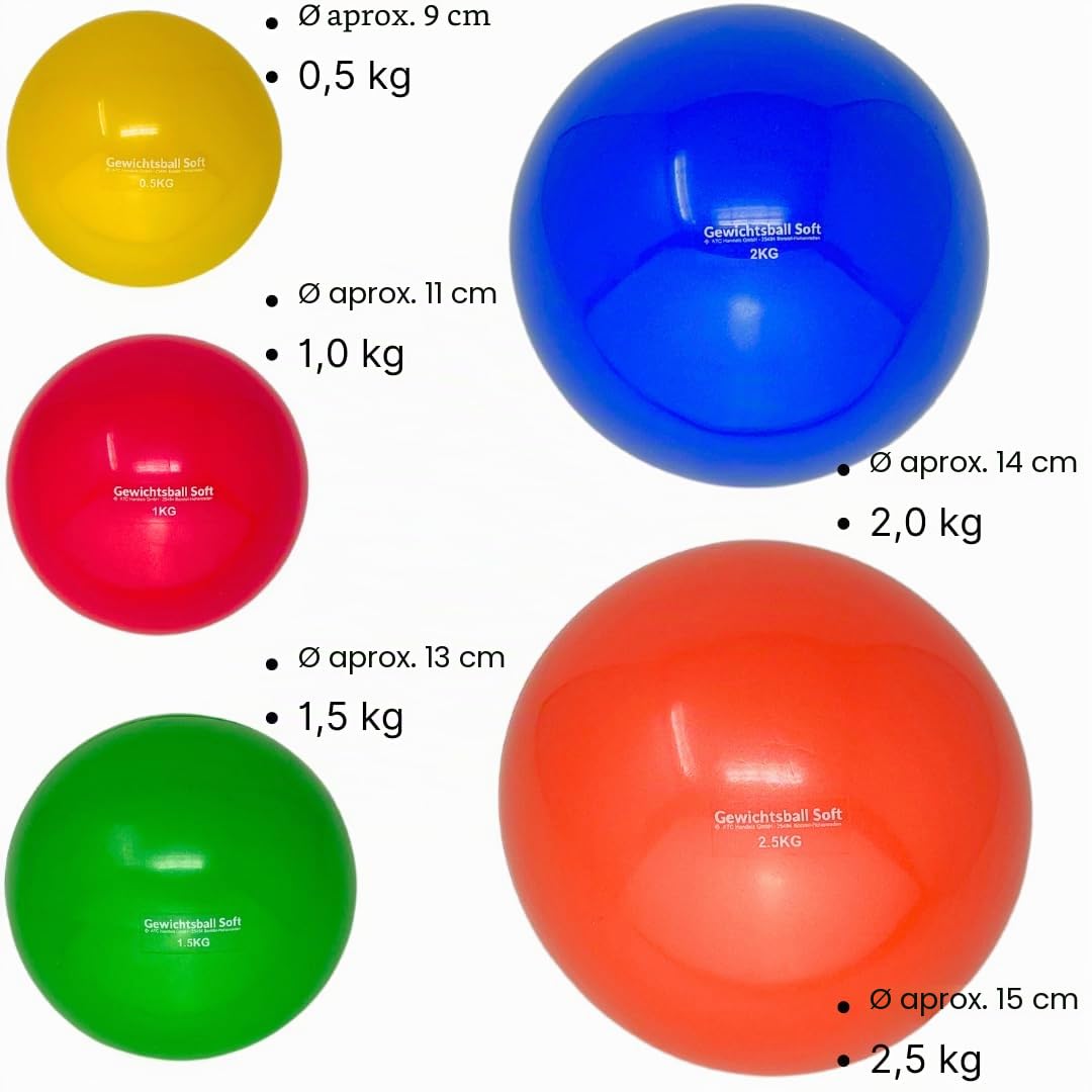 ATC Handels GmbH Pelota de peso suave individual en diferentes pesos con arena para yoga, pilates, rehabilitación y fitness – Pelota de tonificación Heavy Ball