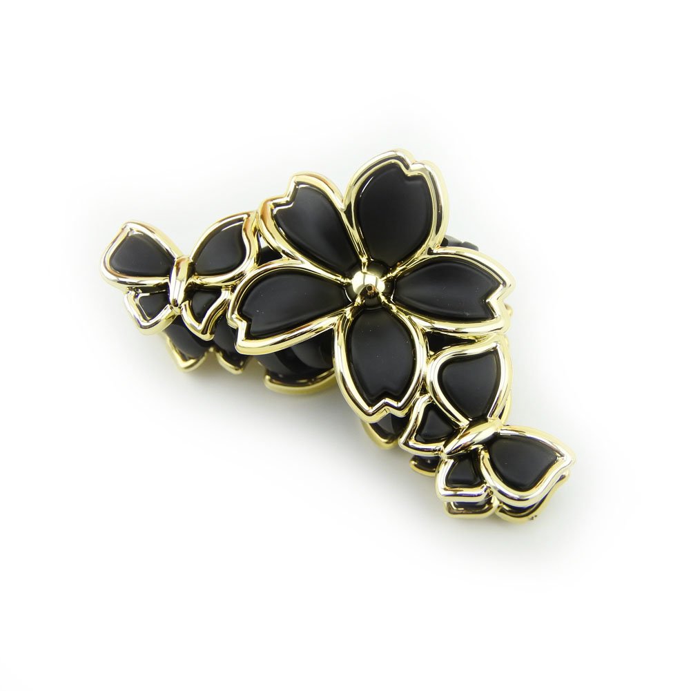 Meilliwish Butterfly Flower Beautiful Hair Claw Clip for Women Girls 1 PCS(D73)(Black)