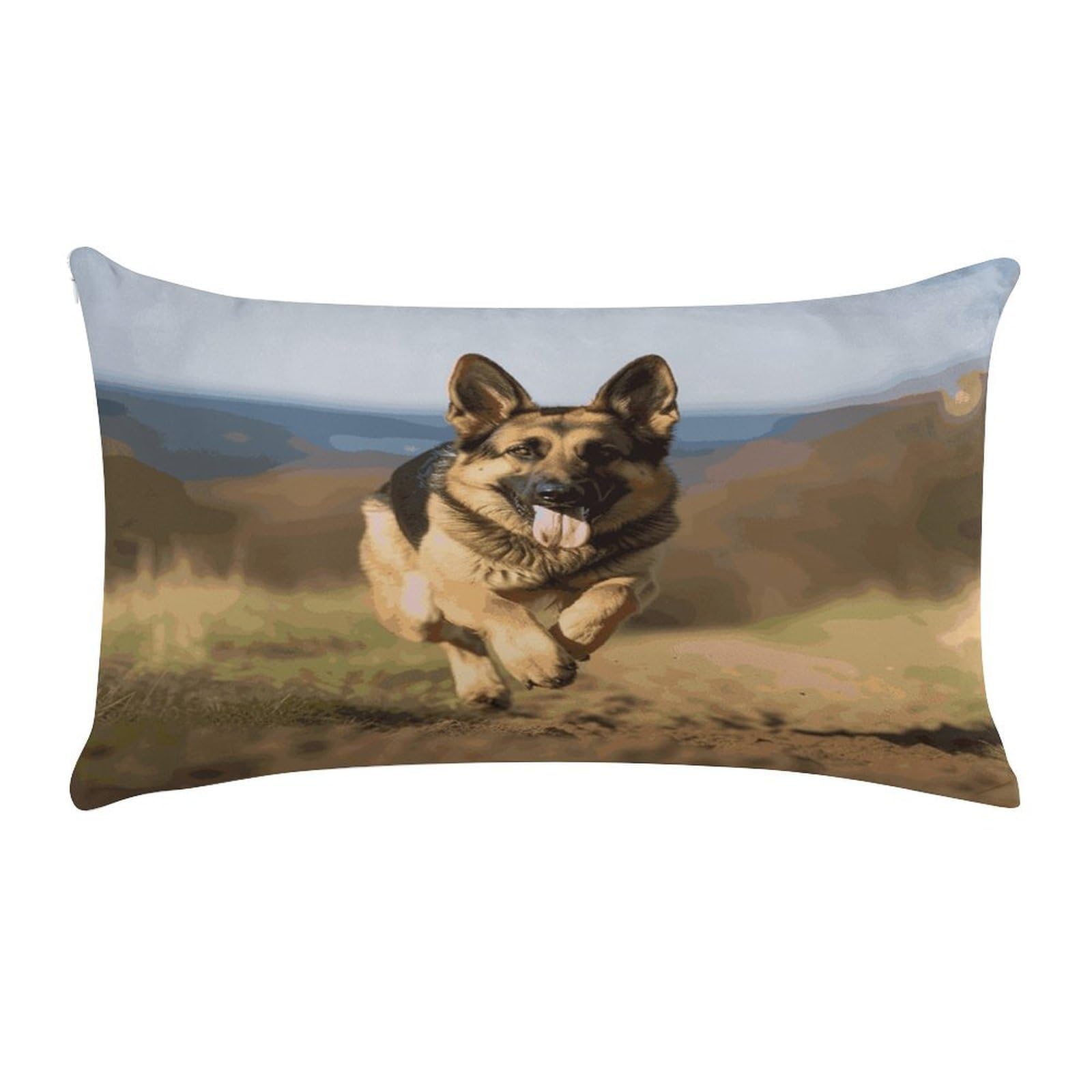 MUSM Running German Shepherd Dog Throw Pillow Cover Long Super Soft Pillowcase Luxury Plush Pillowcase Decorative Pillow Shams Anti-Fading Pillow Case Cushion Covers Cozy Pillow Protector