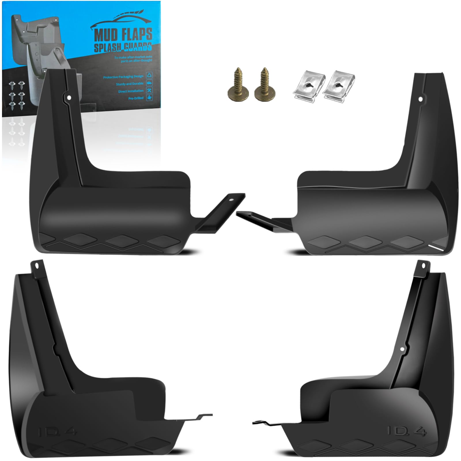 Photo 1 of KEYOOG Front & Rear Mud Flaps Splash Guards Fit for 2021-2023 Volks-wagen Id.4, Not Fit the Model with Side Body Kits (Ground Kits) or Body Modifications,4-Pc Set Mud Guards Splash Guard Black