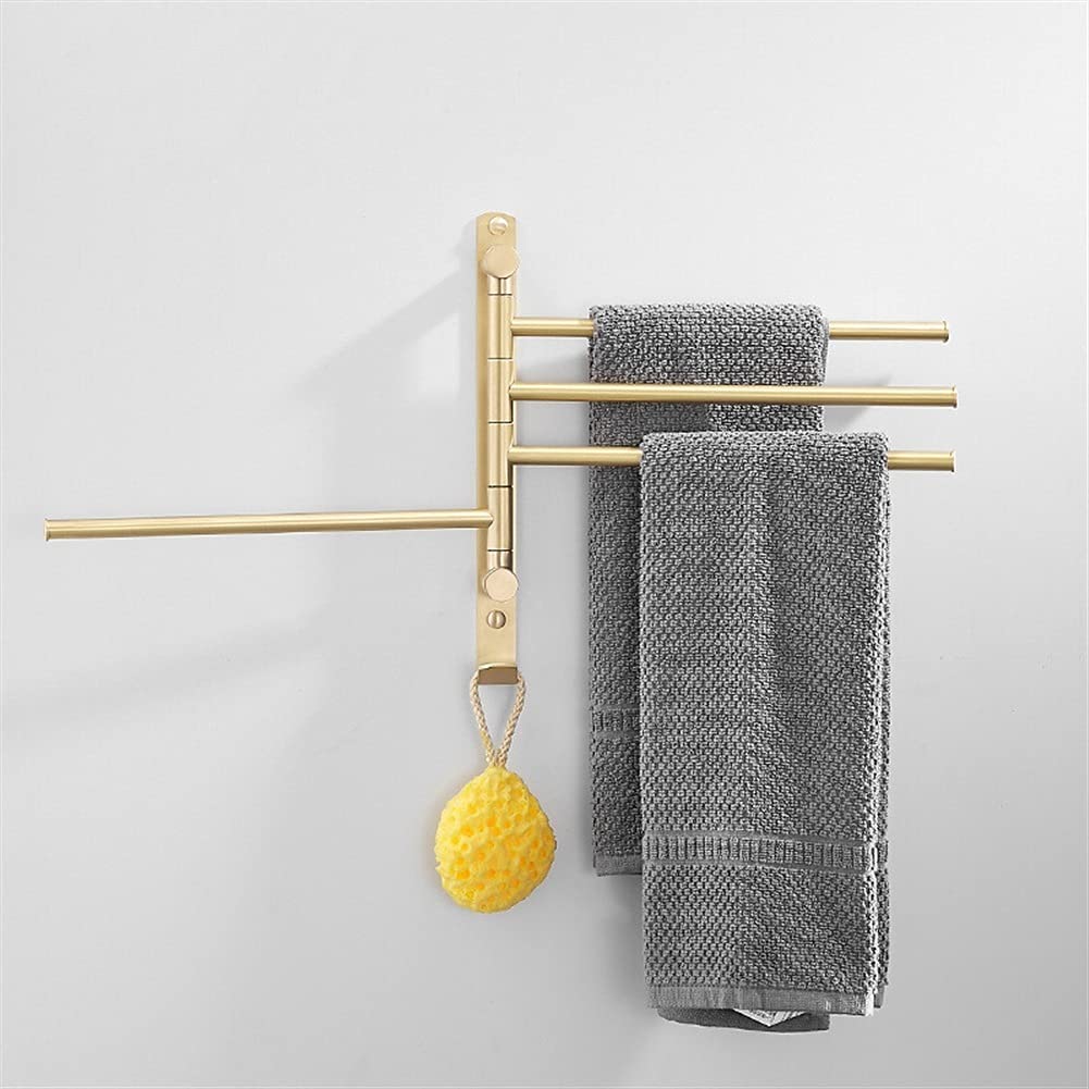 Porte-Serviettes Porte-Serviettes pivotant, Porte-Serviettes en Laiton Total doré brossé, Porte-Serviettes de Salle de Bain Noir fixé au Mur, Porte-Serviettes de Salle de Bain pour Cuisine d