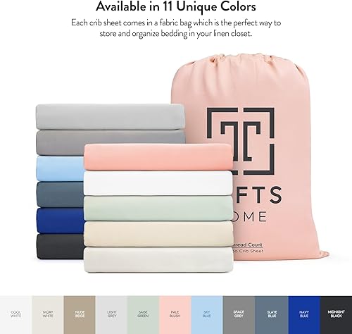 Miniatura 8 de TAFTS - Sábanas de bambú para cuna para niños y niñas, 100 % puro de viscosa orgánica, sábanas de bambú de 400 hilos, 1 unidad, bolsillo profundo de