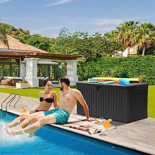 Yitahome Xxl 230 Gallon Large Deck Box,Outdoor Storage For Patio Furniture Cushions,Garden Tools And Pool Toys With Flexible Divider,Waterproof,Lockable (Black) #TOP2