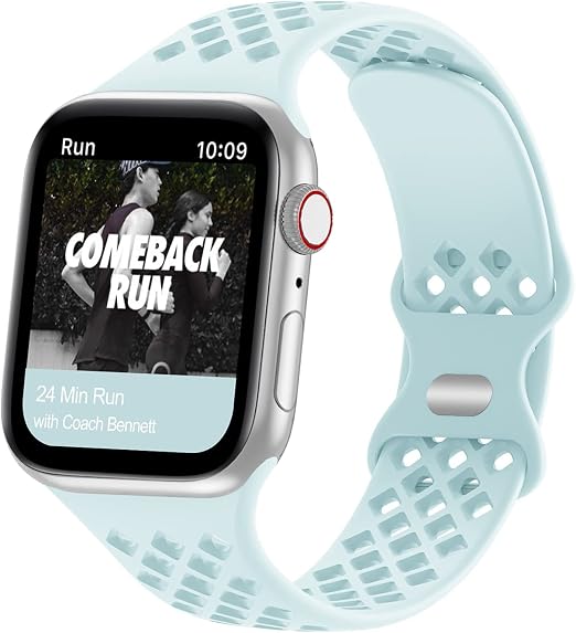Amazon.com: Pulsera de lujo compatible con correas de Apple Watch de 1.496  in, 1.575 in, 1.614 in, para mujeres, hombres, correa de repuesto de  silicona suave, impermeable, deportiva, con agujeros transpirables para