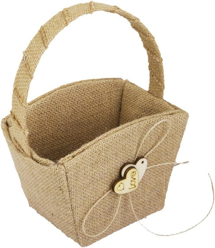 WINOMO Double Heart Wedding Girl Basket with Bowknot
