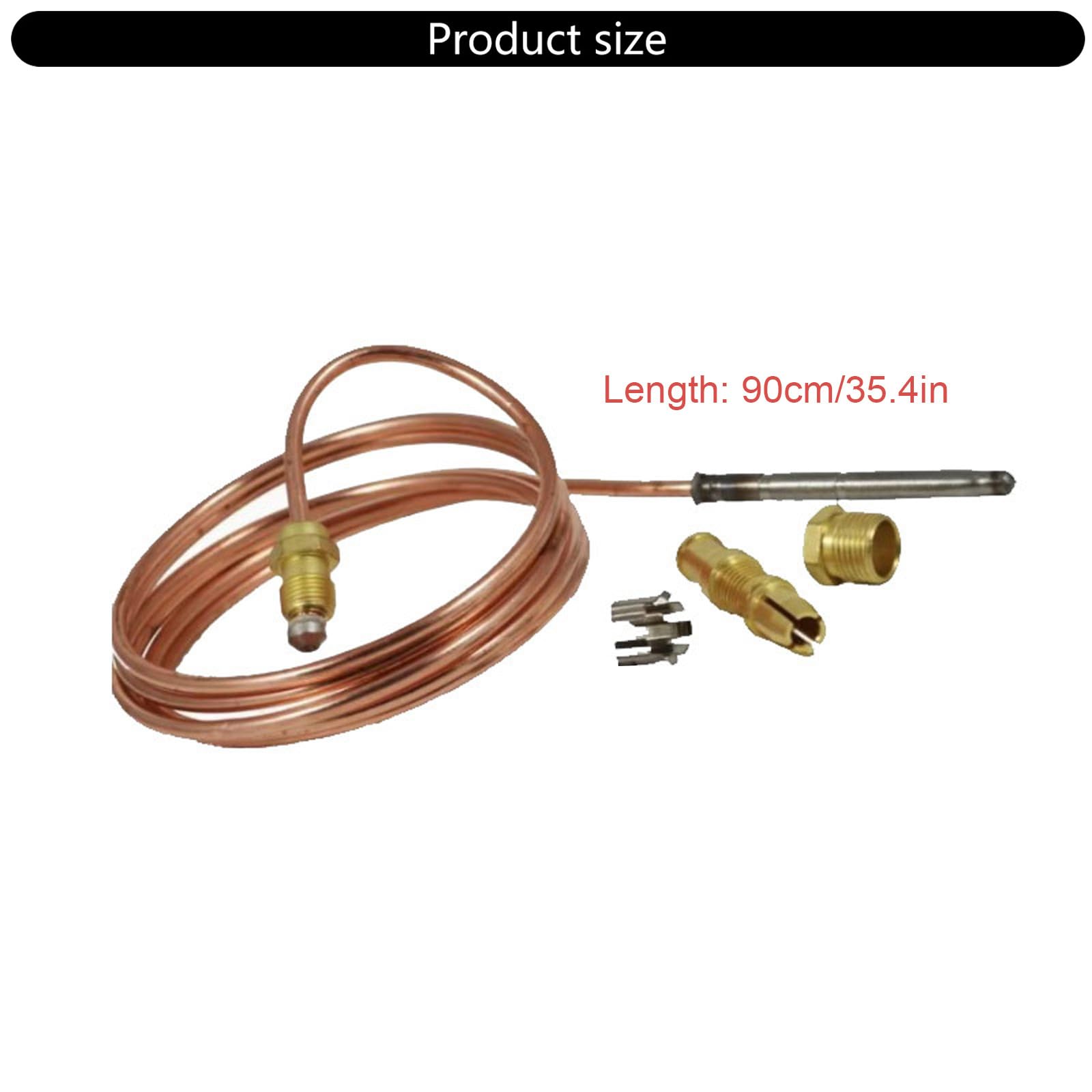 Sonda termopar de repuesto para dispositivo de calefacción, calentador de agua y unidad de calefacción, 90 cm, termopar de construcción de cobre con clip de estaño