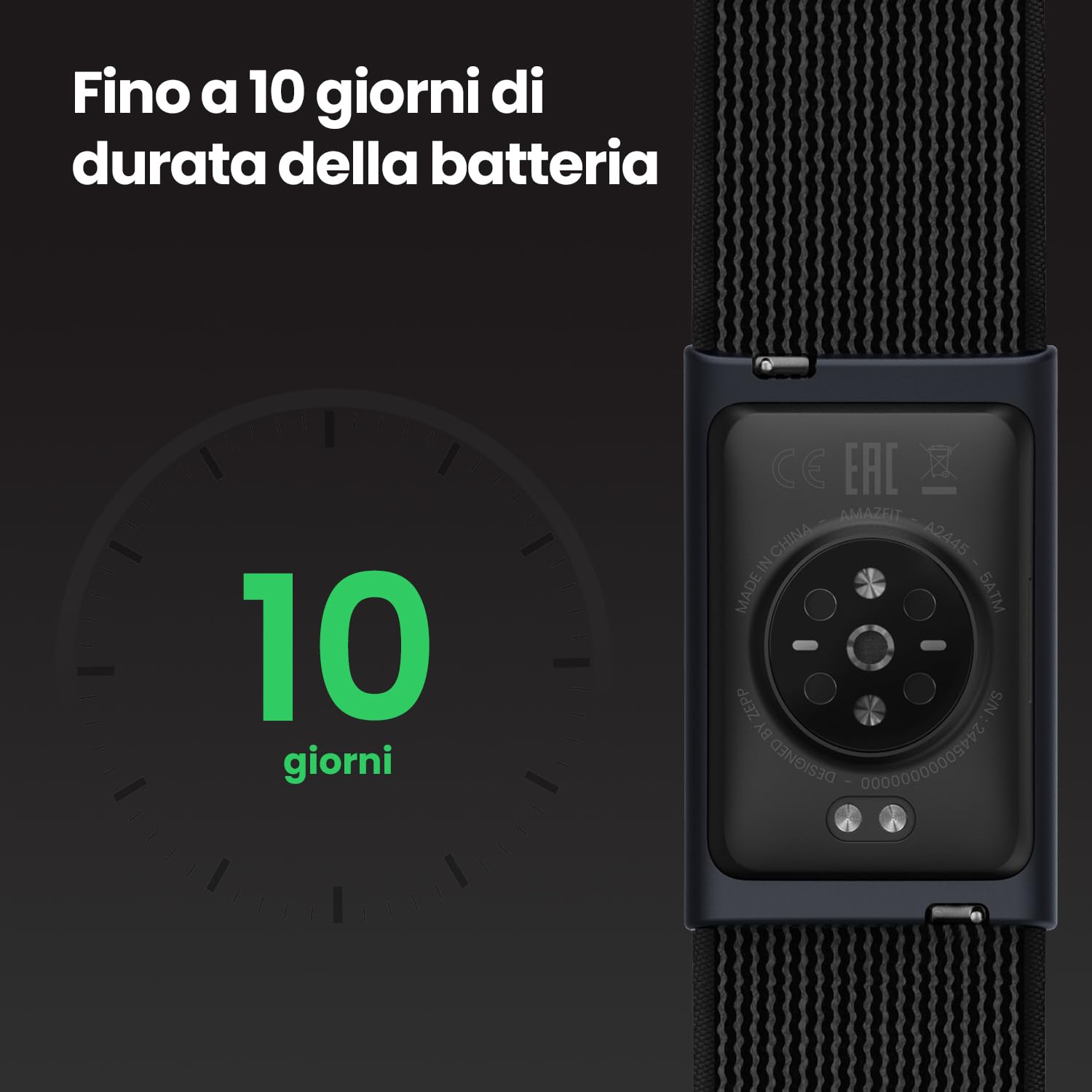 Amazfit Helio Strap Smart Band Fitness Tracker, Attività, Frequenza Cardiaca & Sonno 24/7, Batteria da 10 Giorni, 50+ Sport, Allenamento di Forza, HYROX, Non Abbonamento Richiesto per Android e iPhone