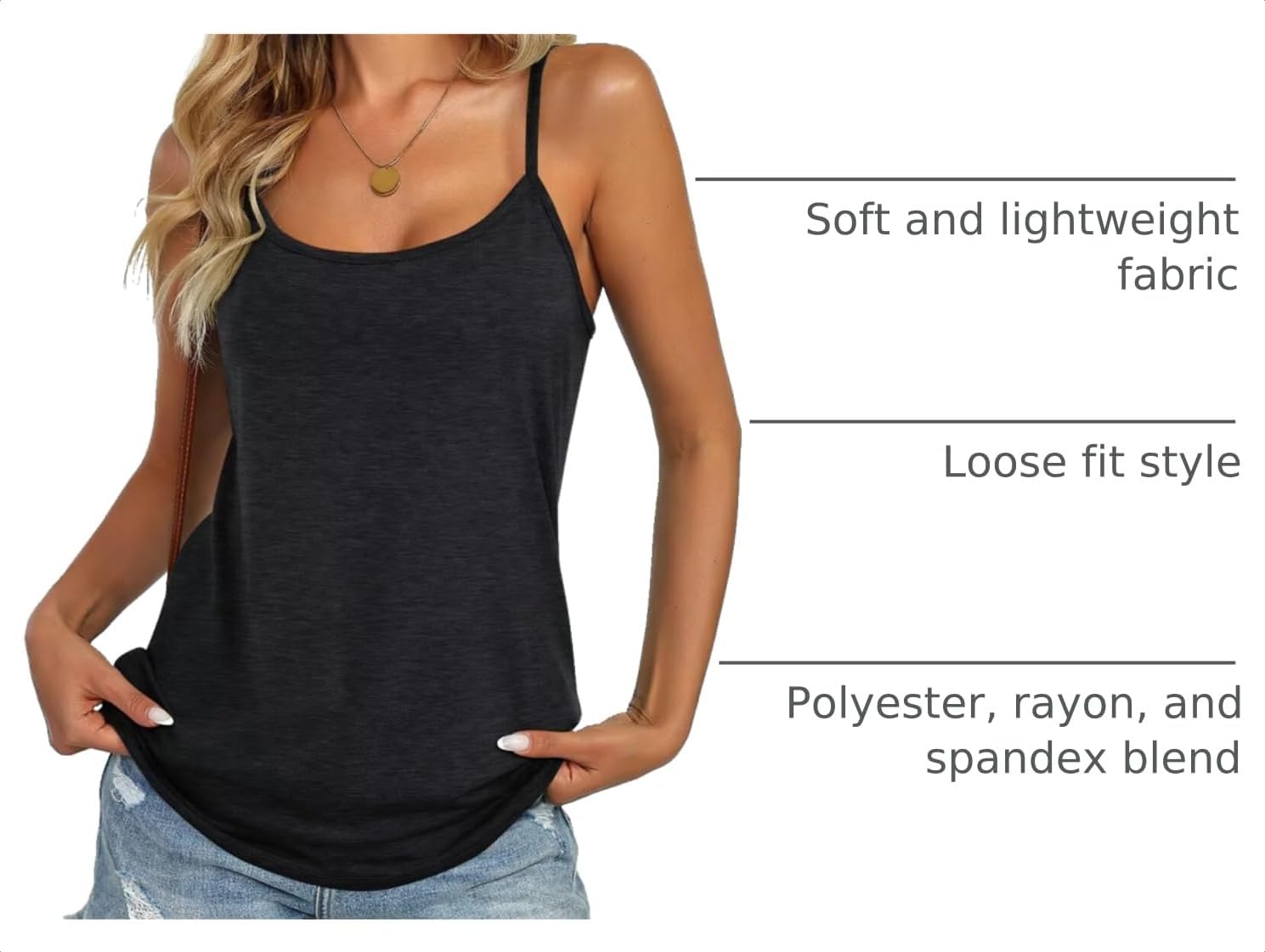 Womens Spaghetti Strap Tank Tops Loose Fit Sleeveless Camisole image 4