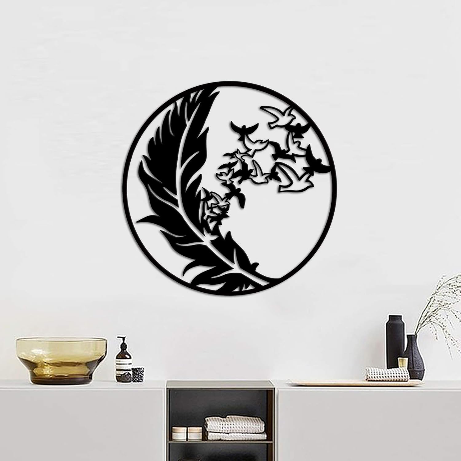 Nachic Wall Metal Art Wall Decor Abstract Feather and