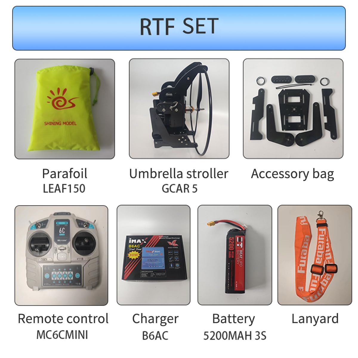 RC Parapendio 2,4 G GTS Mini Parapendio modello, parapendio ad alta velocità, apertura alare 1,5 m, nylon ombrello colore casuale – RTF