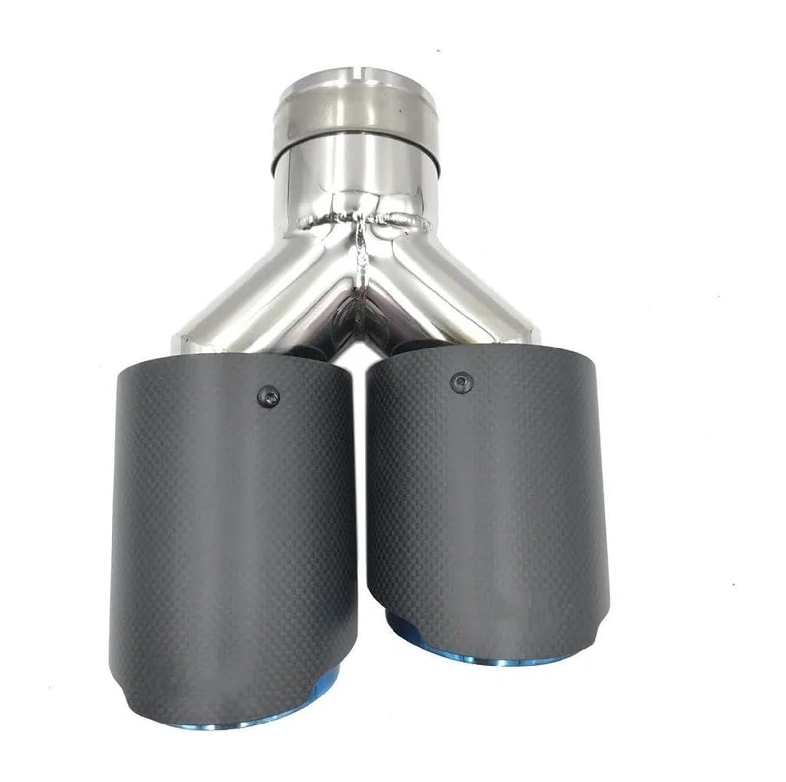 Tubo Di Scarico Auto Terminale Scarico Universale Acciaio Inox Blu Doppia Uscita Forma Y Per Auto Carbonio Opaco Multi-misura 1 Paio
