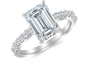 14K White Gold 1.5 Carat LAB GROWN DIAMOND Classic Prong Set Emerald...