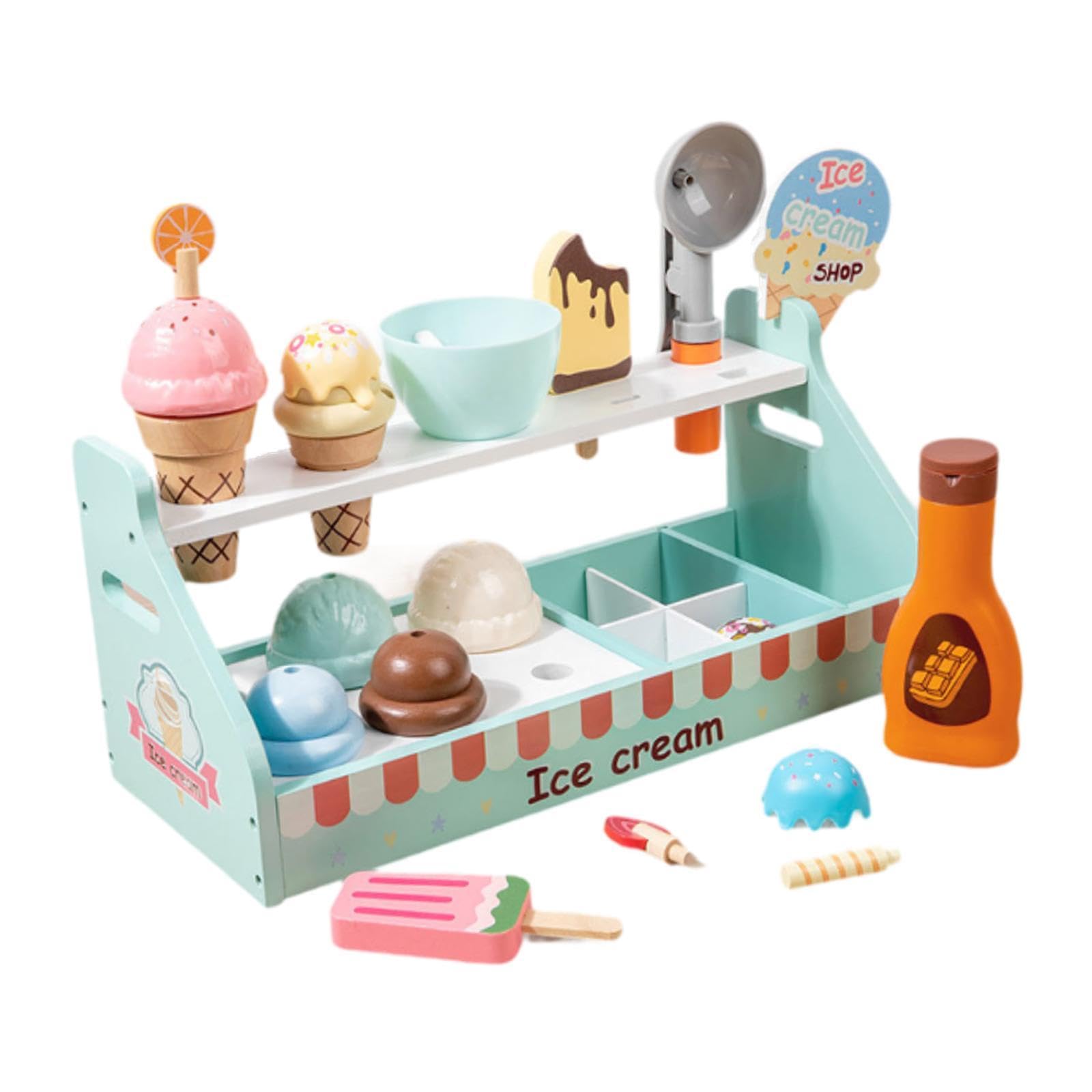 Juego de Helados de Madera, Juguete de Comida de Juguete, Juego de Helados