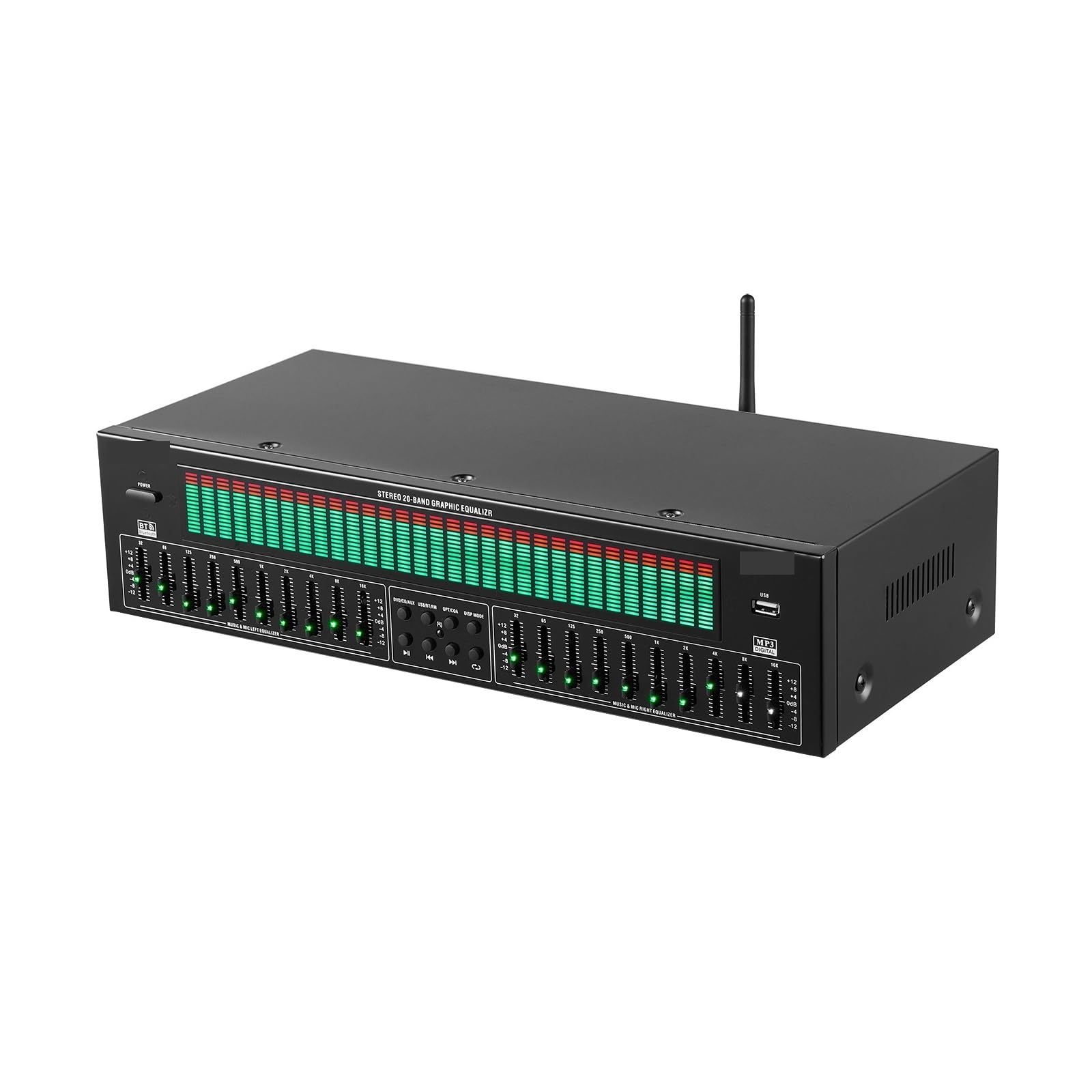 1pc EQ Equalizer Music Spectrum Analysis Stereo 20-Band Graphic Equalizer