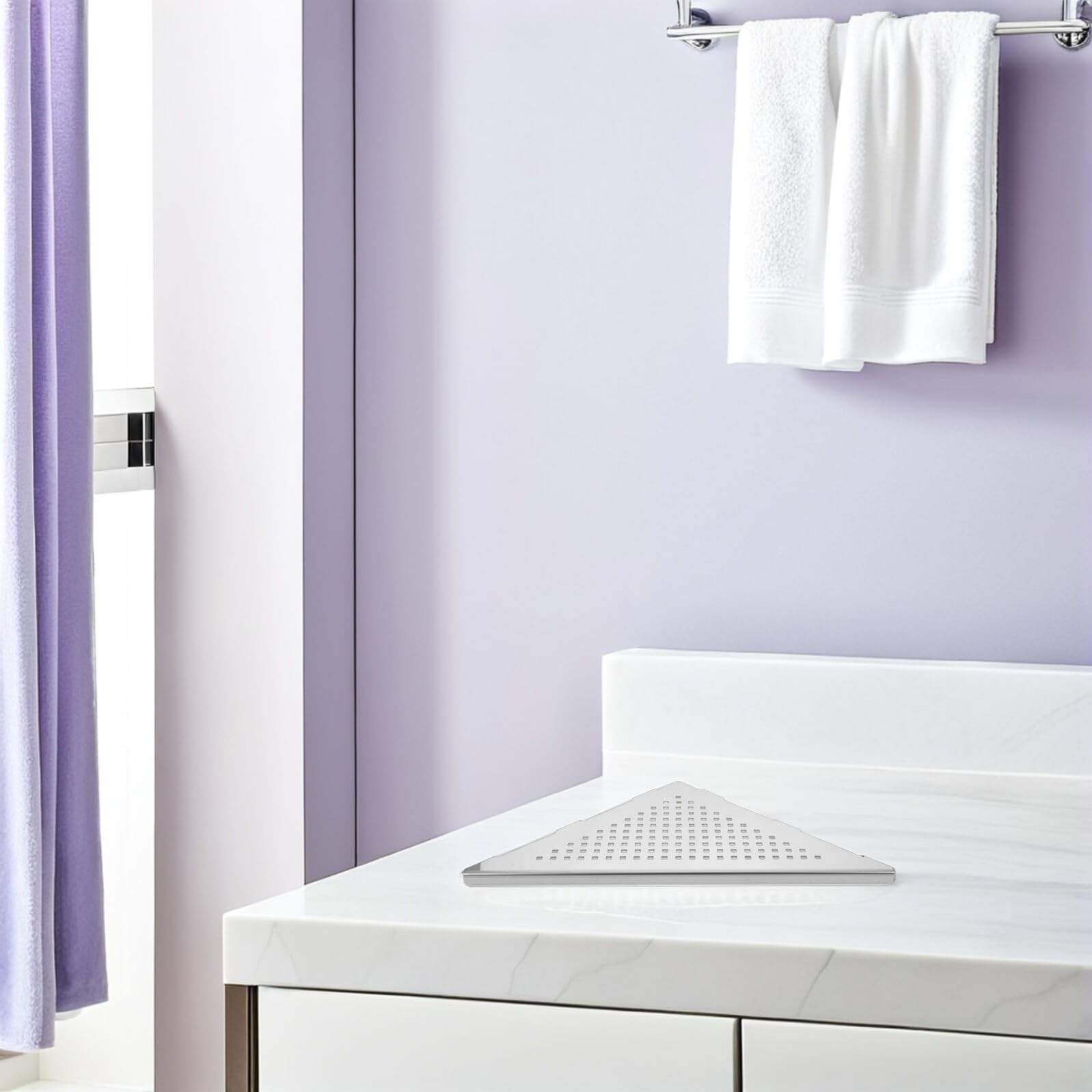 iplusmile Estante de Esquina de Ducha de Acero Inoxidable Plata Triangular | Montaje en Pared sin Taladro, Almacenamiento Estable y Versátil, Uso en Baño y Dormitorio