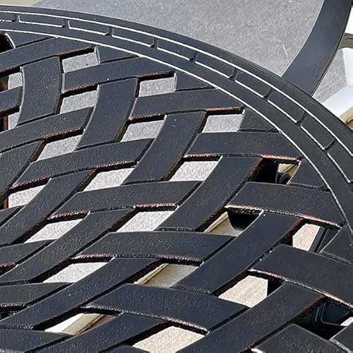 Nuu Garden 31 Inch Patio Dining Table, Cast Aluminum Patio Table With Umbrella Hole, Round Outdoor Bistro Table For Backyard, Garden, Patio, Porch, Black With Antique Bronze Edging #TOP2