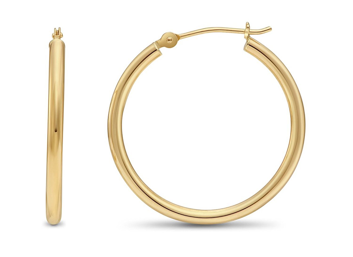 14 Karat 585 Gold Hochglanz Creolen Ohrringe Gelbgold - Breite 2 mm - Große Wählbar