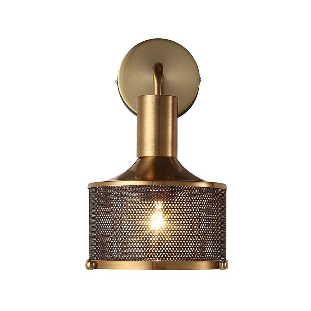 SXECAEPS Industrial Wall Sconce Vintage Lighting Fixture, Black Metal Mesh Shade Rustic Lamp, E27 Indoor Lantern Bedroom Bedside Lamps for Living Room Hallway