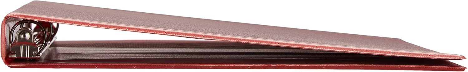 Amazon Basics 1/2 Inch, 3 Ring Binder, Round Ring, Customizable View Binder, Red, 6-Pack
