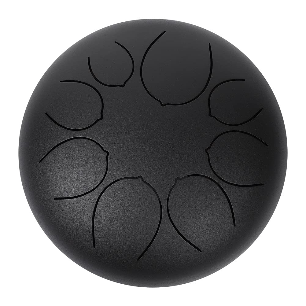 Bediffer MBAT Tamburo con Lingua in Acciaio da 10" Suono Bellissimo G/A/C/D/E/G/A/B per Yoga e Meditazione Borsa Inclusa (Nera)