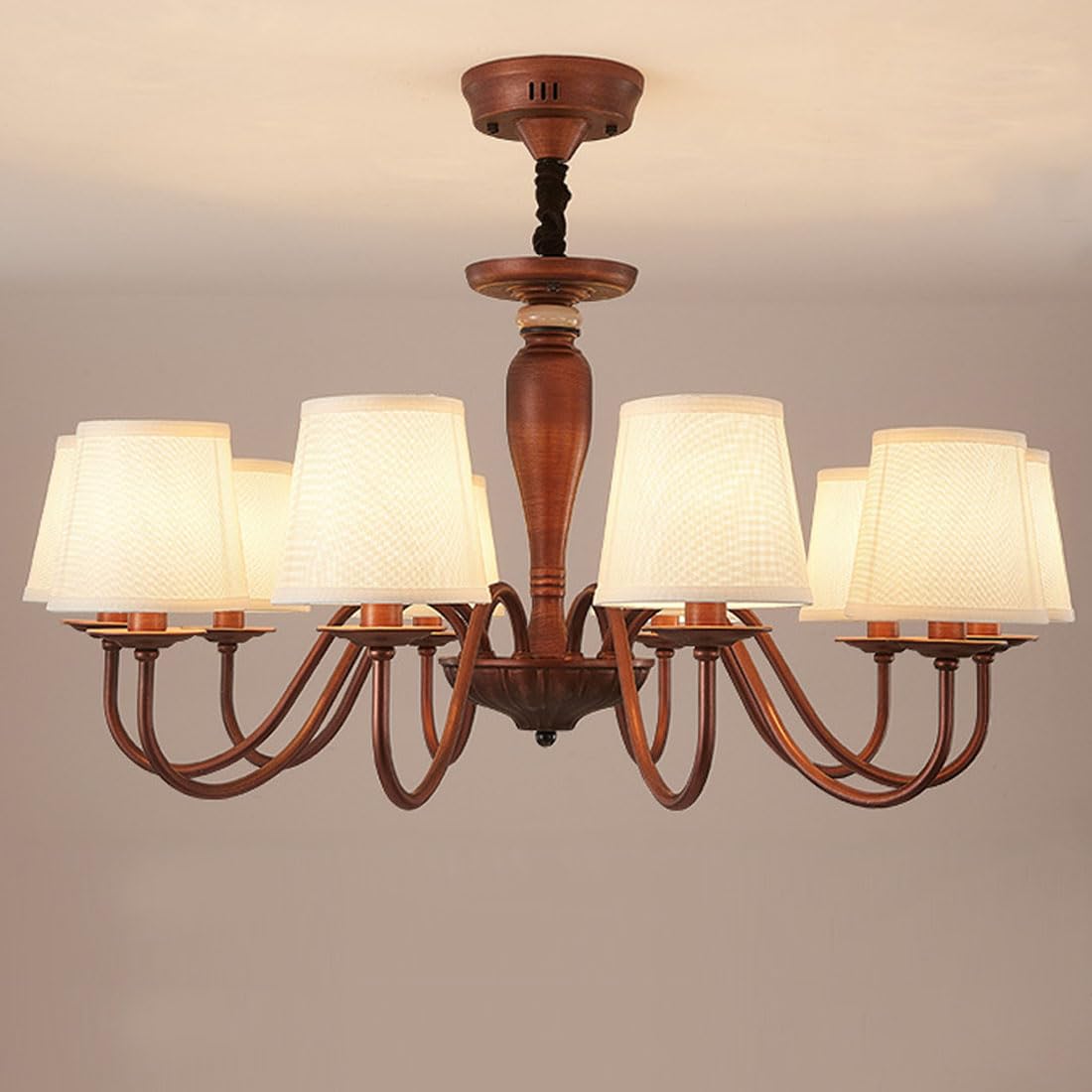 KXEcoLife E27 American retro chandelier, simple country for living room, dining bedroom, main study room lighting,10 heads
