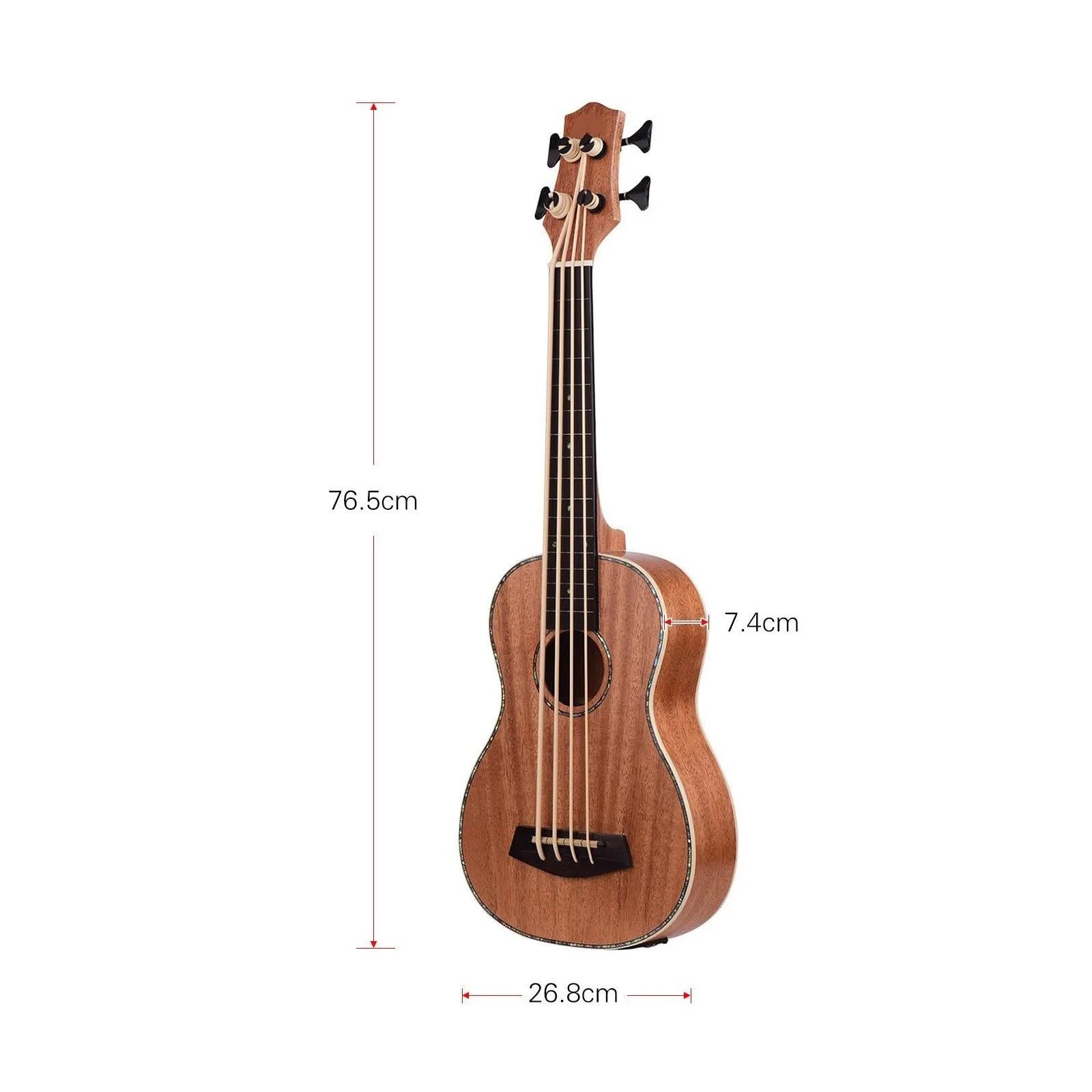 Ukulele Basso Elettrico Da 30 Pollici Con Corpo In Compensato Sapele E Corde In Gomma Ukulele