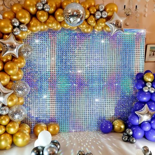 Aysatogc 4 Stück Lametta Vorhang 1x2m Glitzer Party Vorhang Glitzervorhang Lametta Folien Fransen Hintergrund für Party Deko Geburtstagsdeko Hochzeit Festivals Bühnendekor