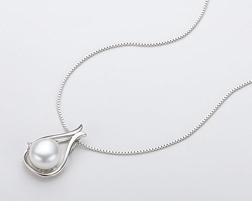 Miniatura 5 de Pearl Necklaces for Women, Freshwater Cultured Single White Pearl Pendant with 925 Sterling Silver Chain Pearl Jewelry Gifts for Mom Wife Her