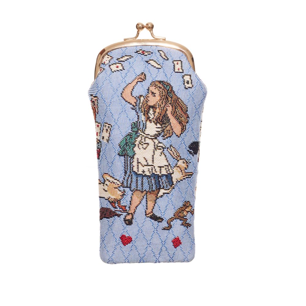 Signare Tapestry Glasses Case for Women Eyeglass Case with Fashion Pattern Design (Alice in Wonderland Nothing but Cards)